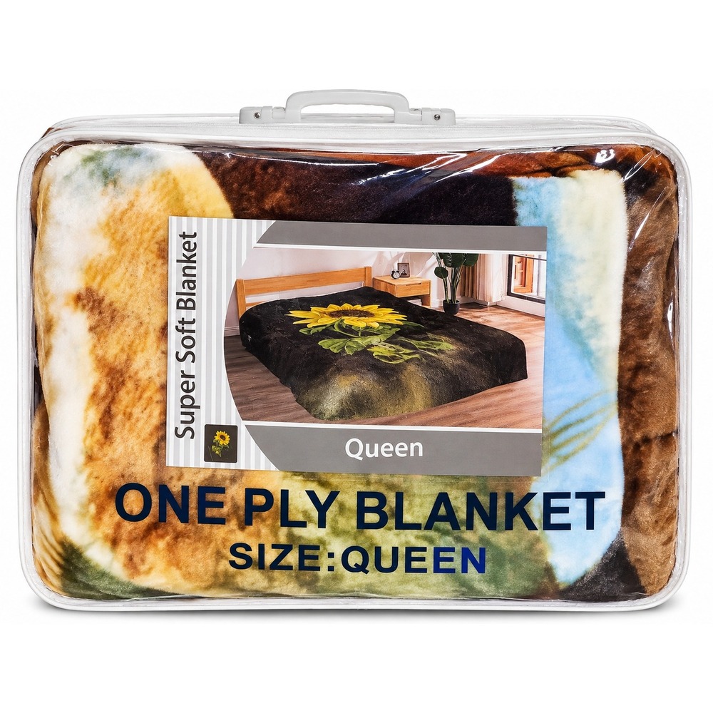 Queen Size Sunflower Super Soft Blanket – Black & Yellow Floral Cozy Fleece